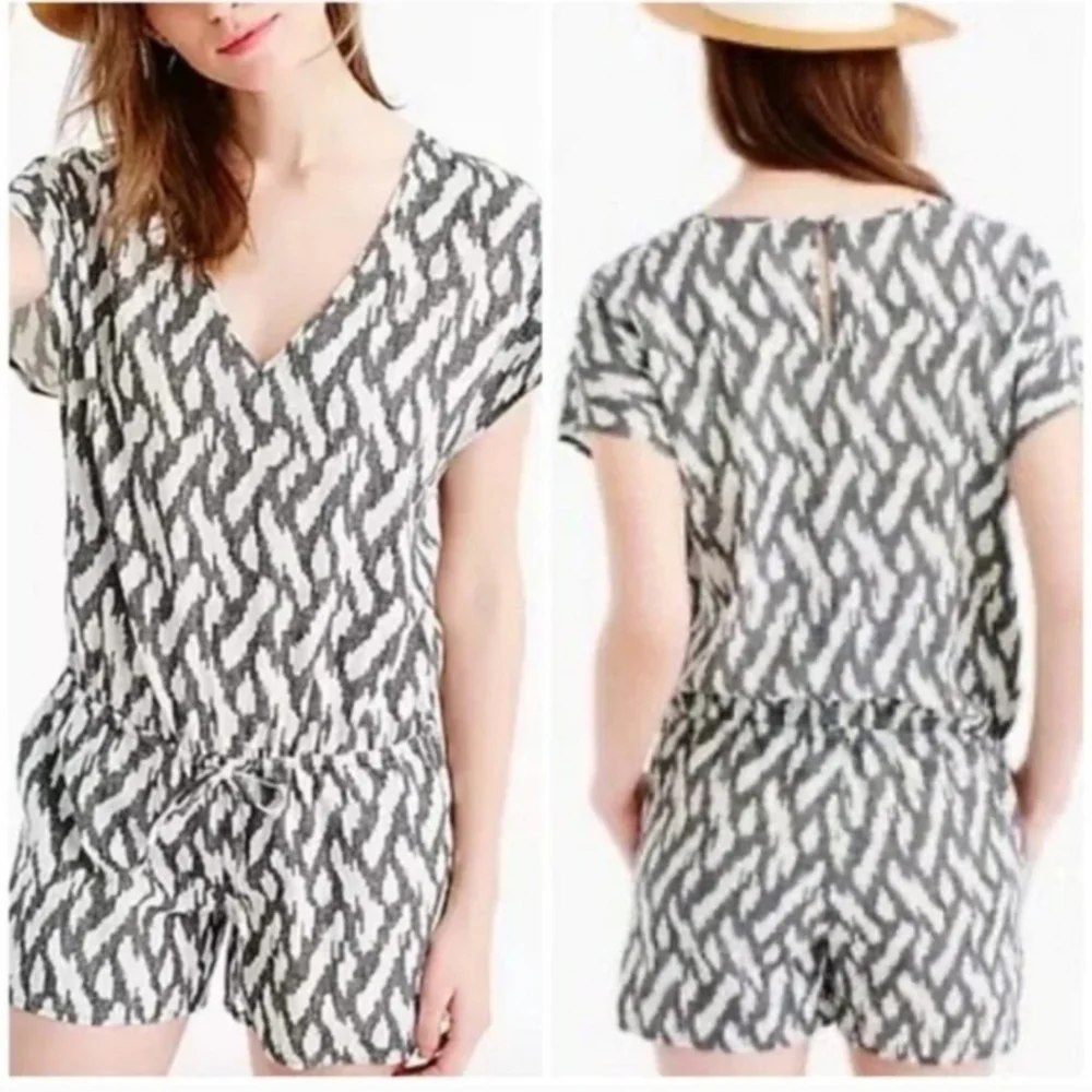 J. Crew Romper Sinch‎ Tie Waist Lyocell/Linen blend